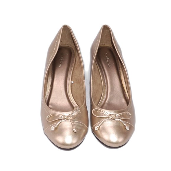 Croft & Barrow Womens Size: 9 Bess Gold Metallic Almond Toe Wedge Heels NEW NIB - Picture 3 of 6